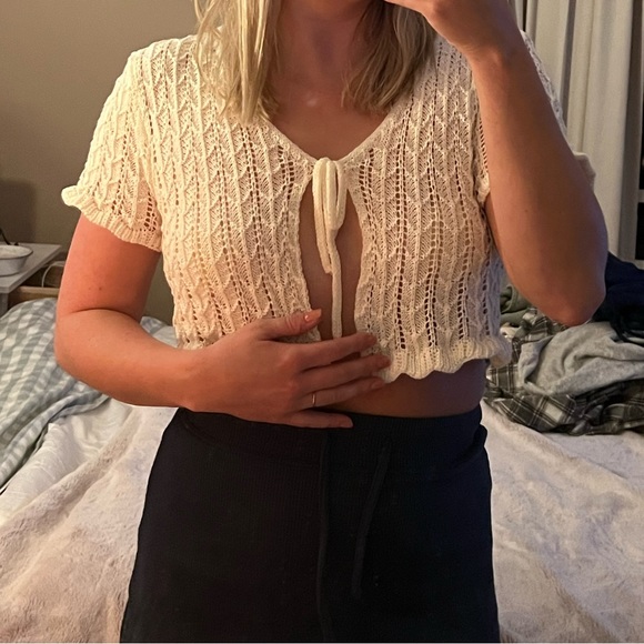 Boho top, cover up, knit, cream - Picture 2 of 2